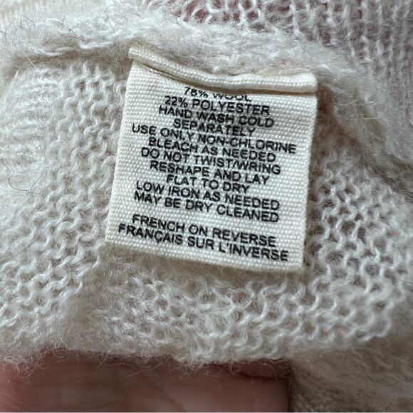 Anthropologie Moth Cardigan Women Small Oatmeal Cream Wool Blend Open Front - Picture 9 of 9